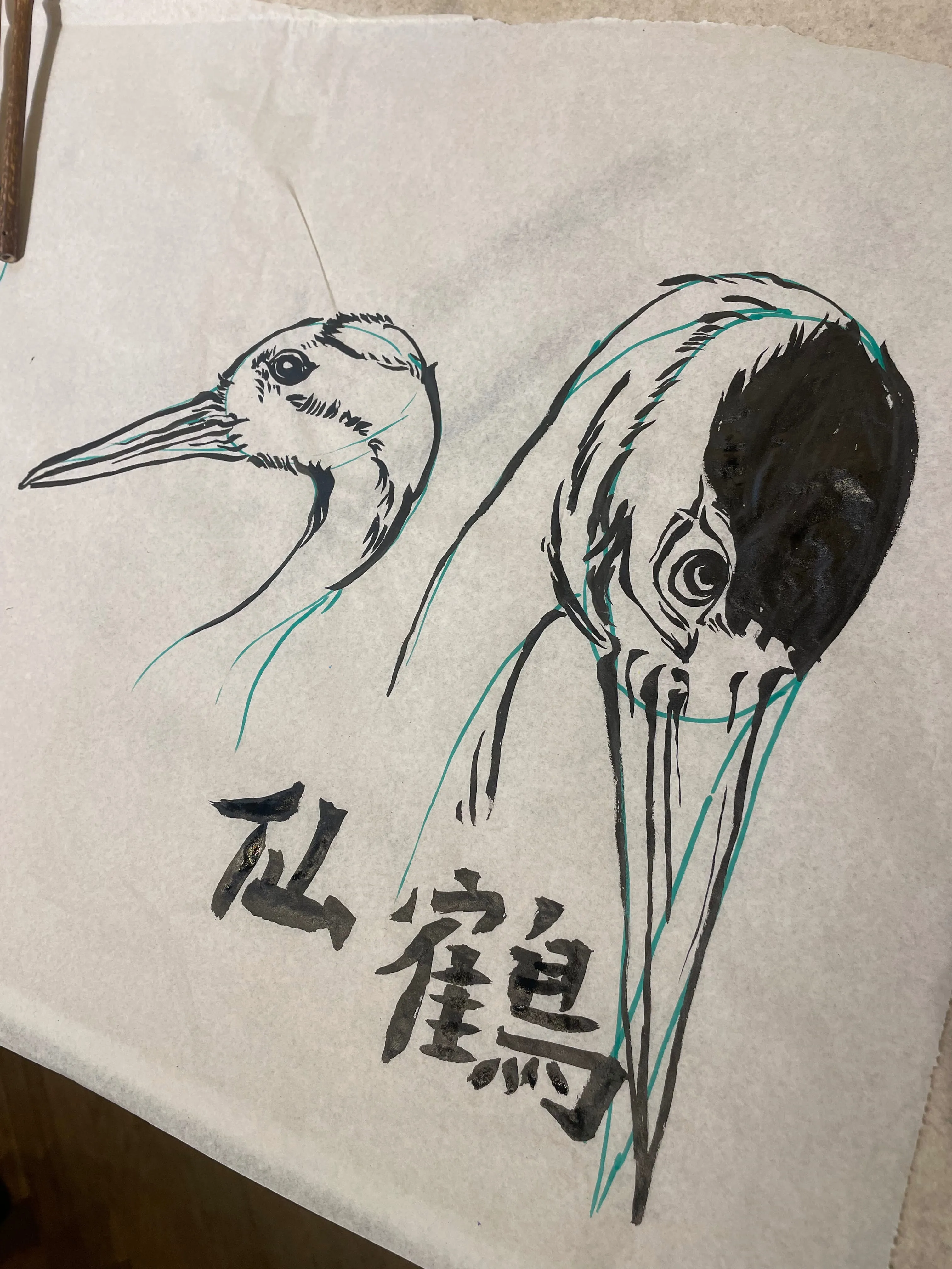 Chinese ink crane painting