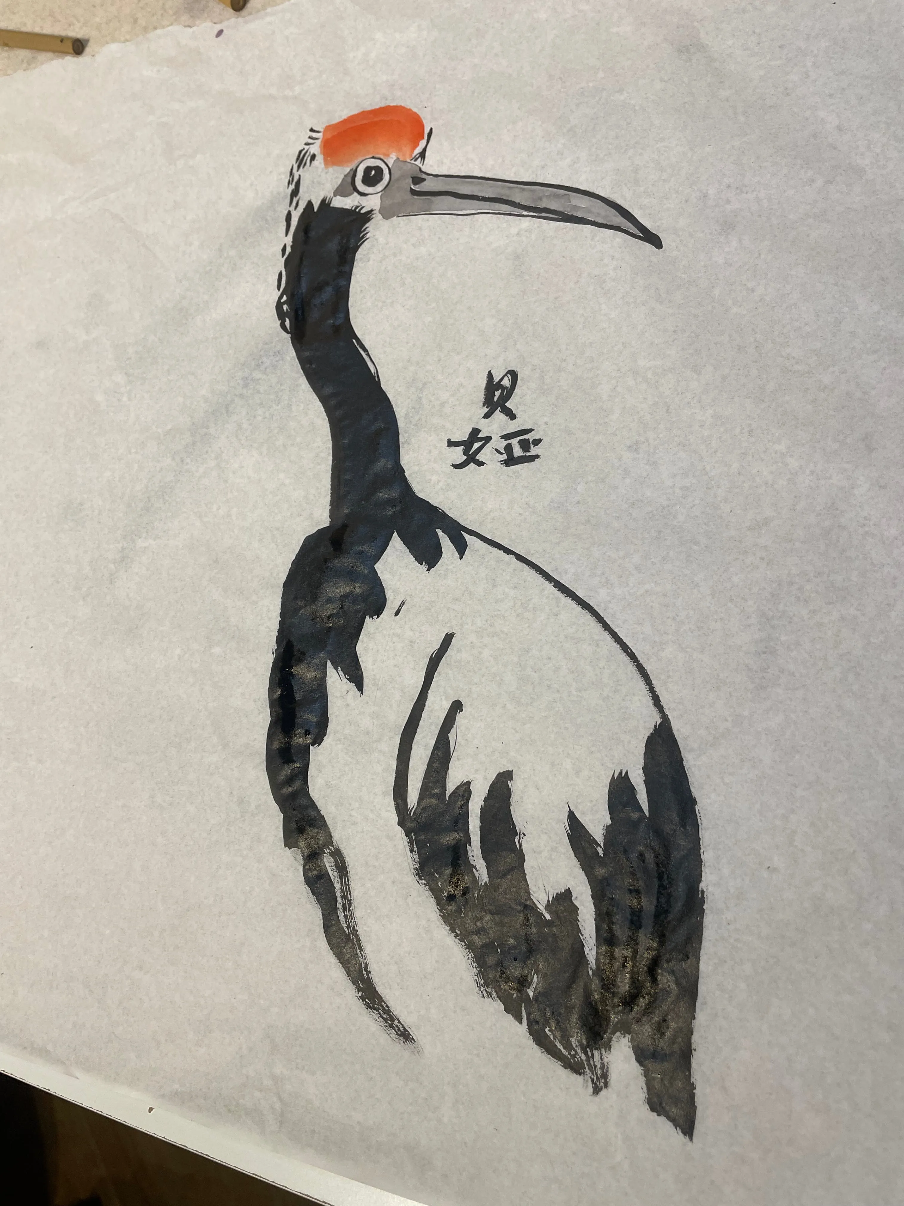 Chinese ink crane painting