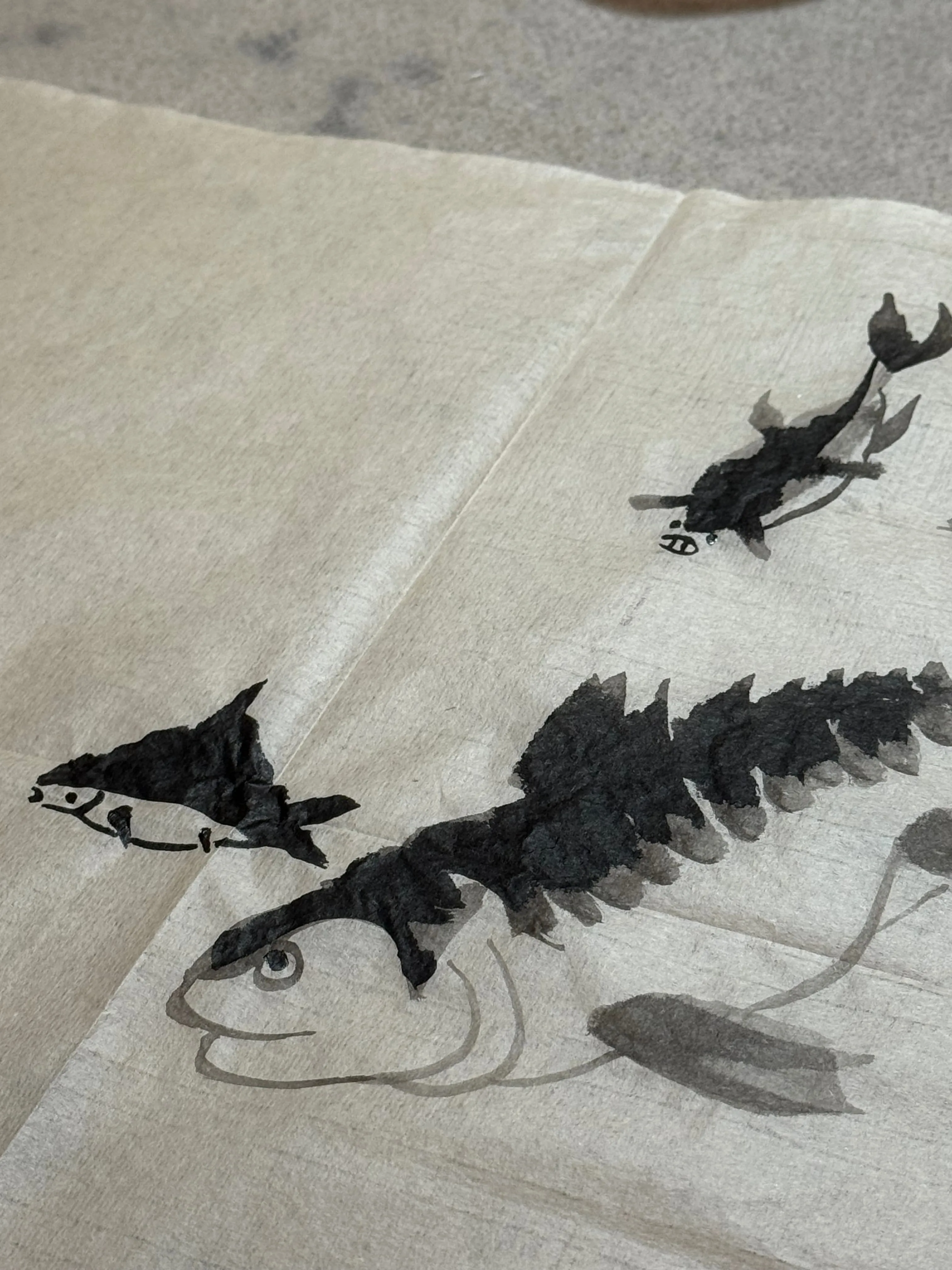 Chinese ink fish painting