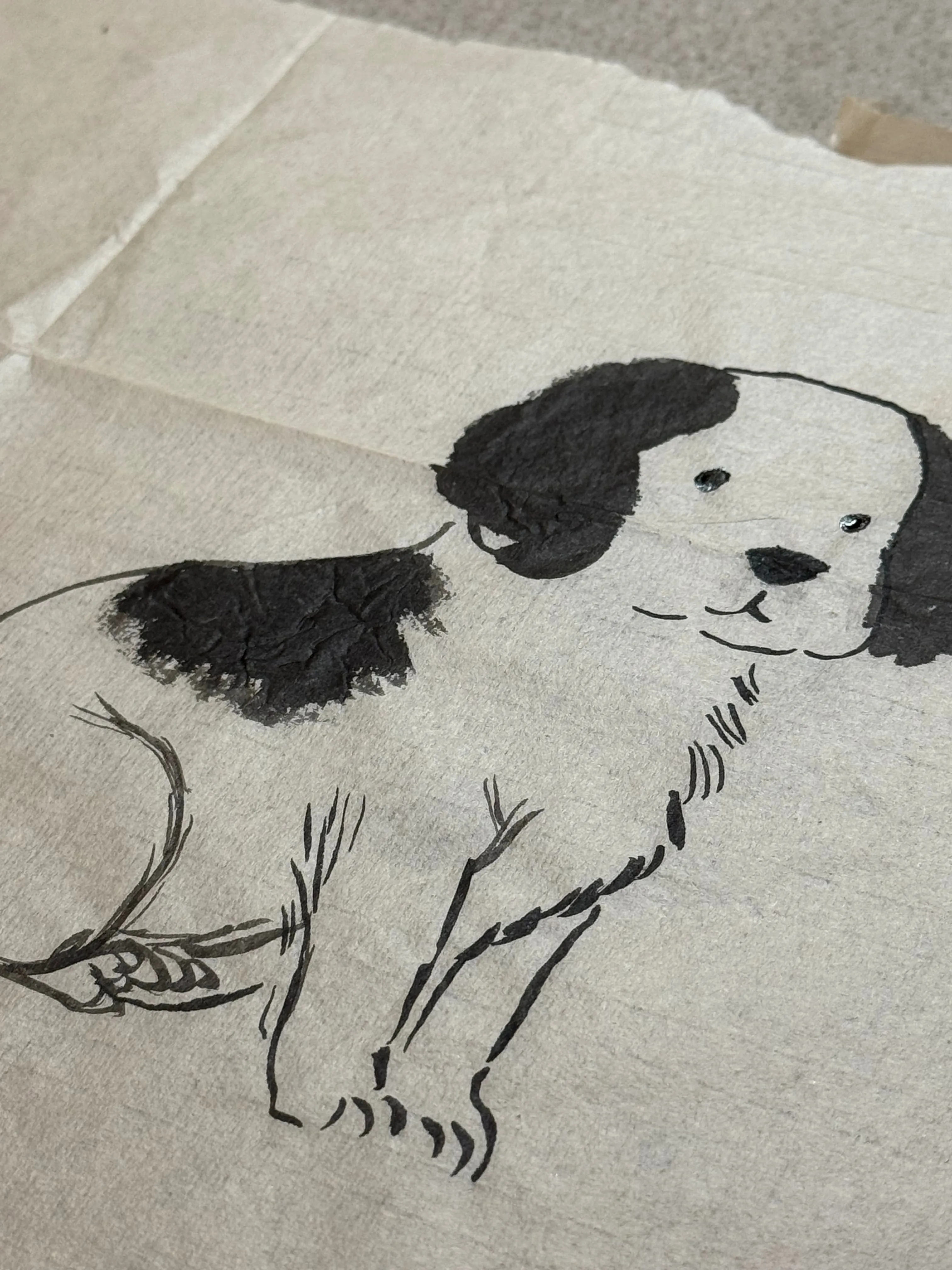 Chinese ink dog painting