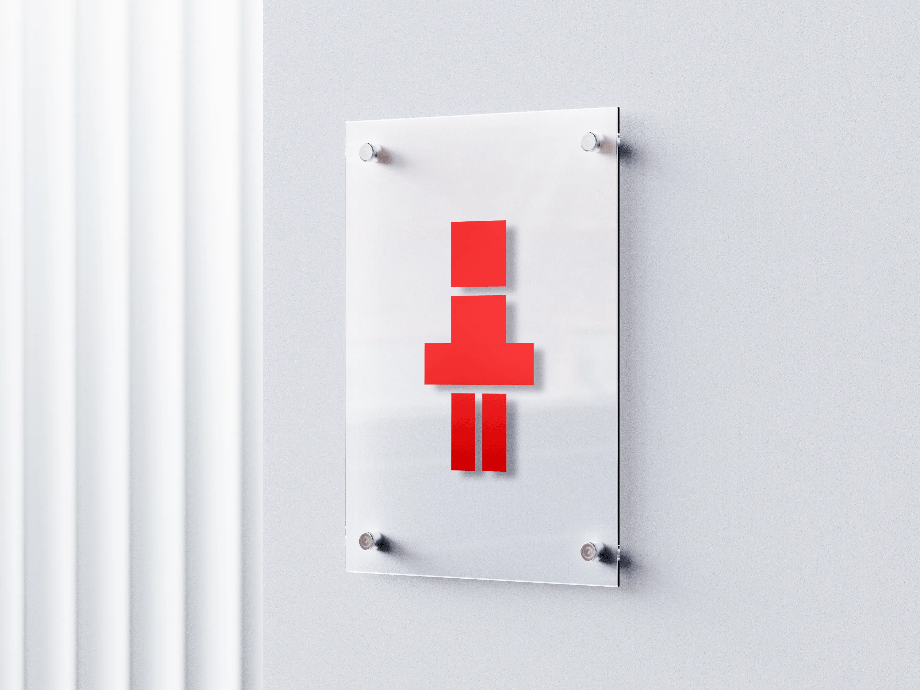 Museum signage on glass panel